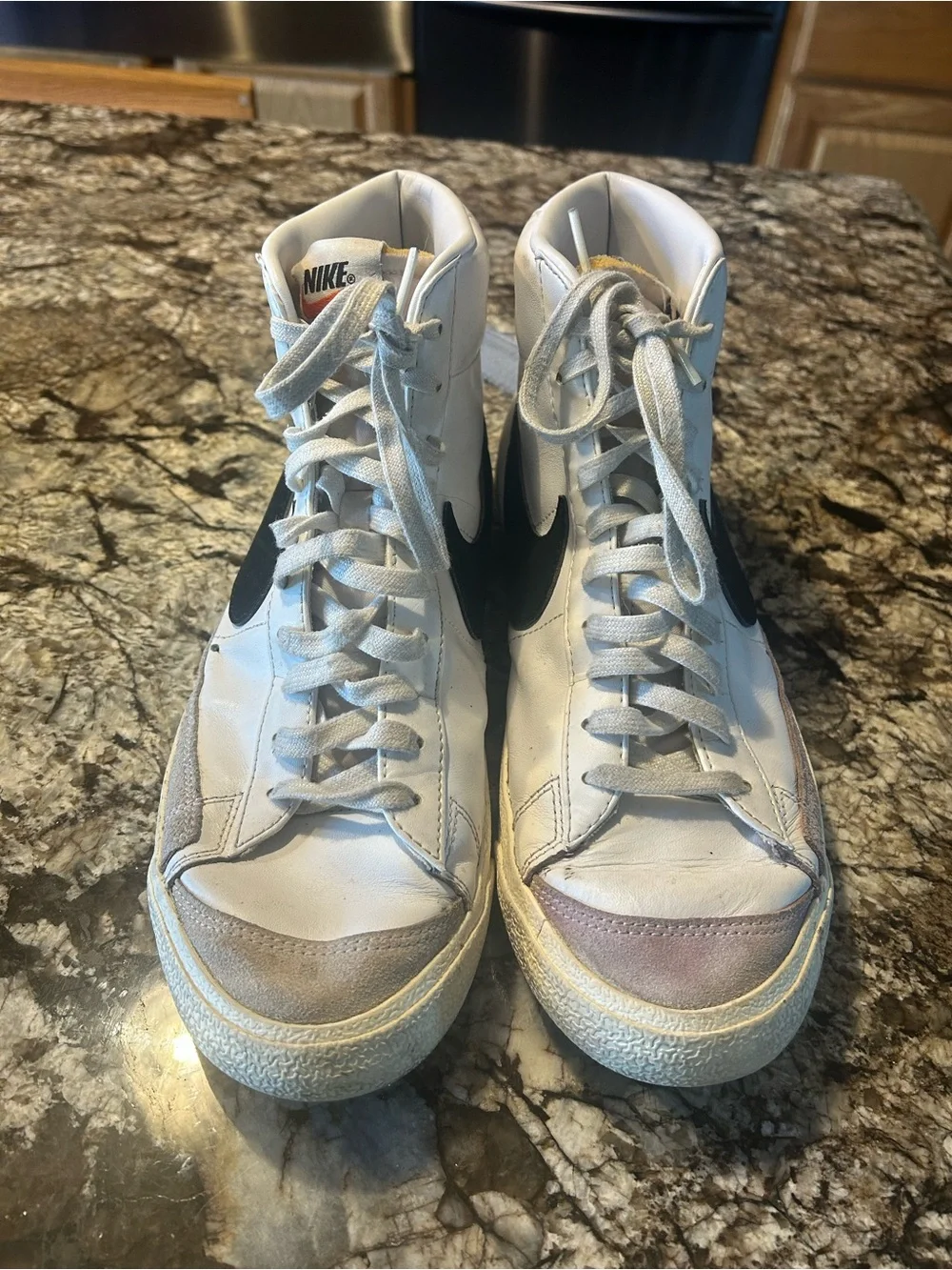 Nike High-Top Sneakers White with Black Swoosh